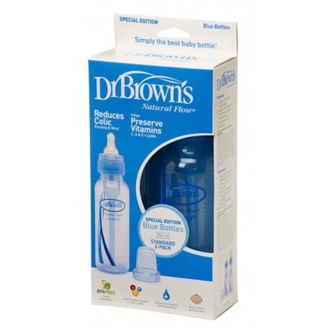 Dr Brown's Natural Flow Special Edition Blue 250ml Bottles (Pack of 2) 