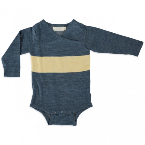 Merino Kids Bodysuit - Blue -Yellow, NB - 3 Months